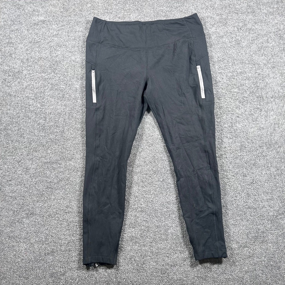 Mondetta Leggings Womens Size XL Black Performance Luxury Zipper Pocket Athletic